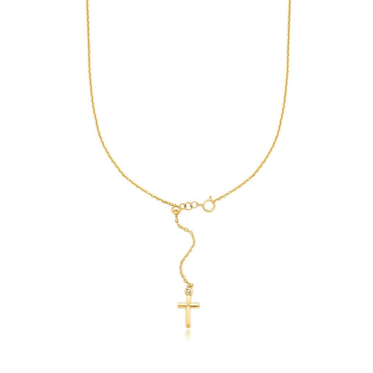 14K yellow gold adjustable cross pendant necklace