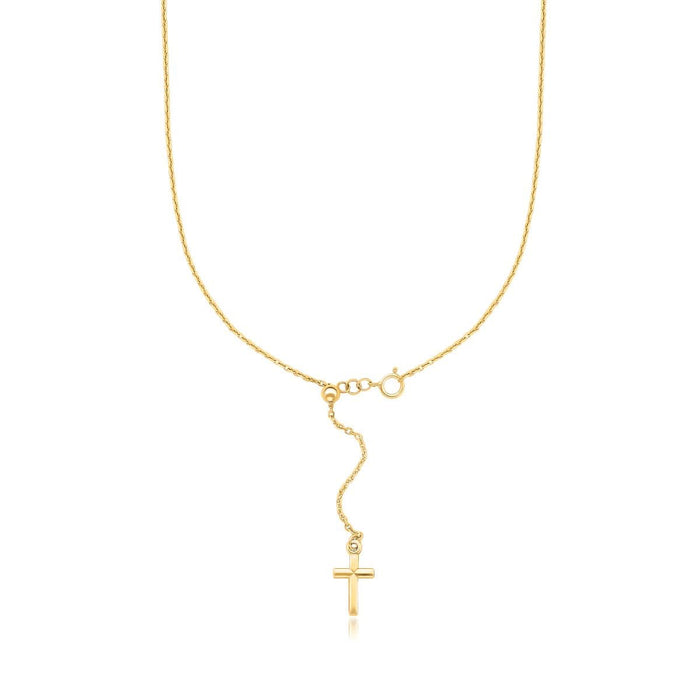 14K Yellow Gold Adjustable Cross Necklace
