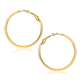 14K Yellow Gold Flat Hoop Earrings (1 1/4 inch Diameter) thumbnail 1