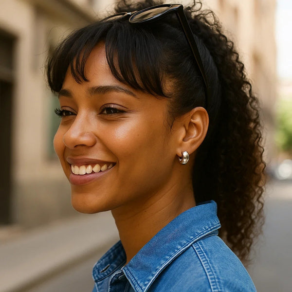Sterling Silver C Hoop Earrings