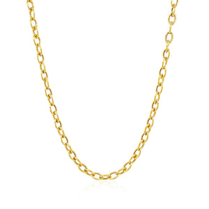 14k Yellow Gold Pendant Chain with Textured Links (3.3 mm)