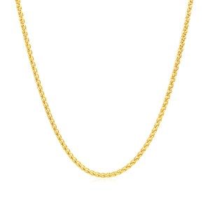 14k Yellow Gold Round Wheat Chain (1.5 mm)