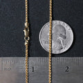 14K yellow gold wheat chain with round twisted links at 1.5 mm width