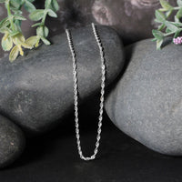 14k White Gold Solid Diamond Cut Rope Chain (1.80 mm)