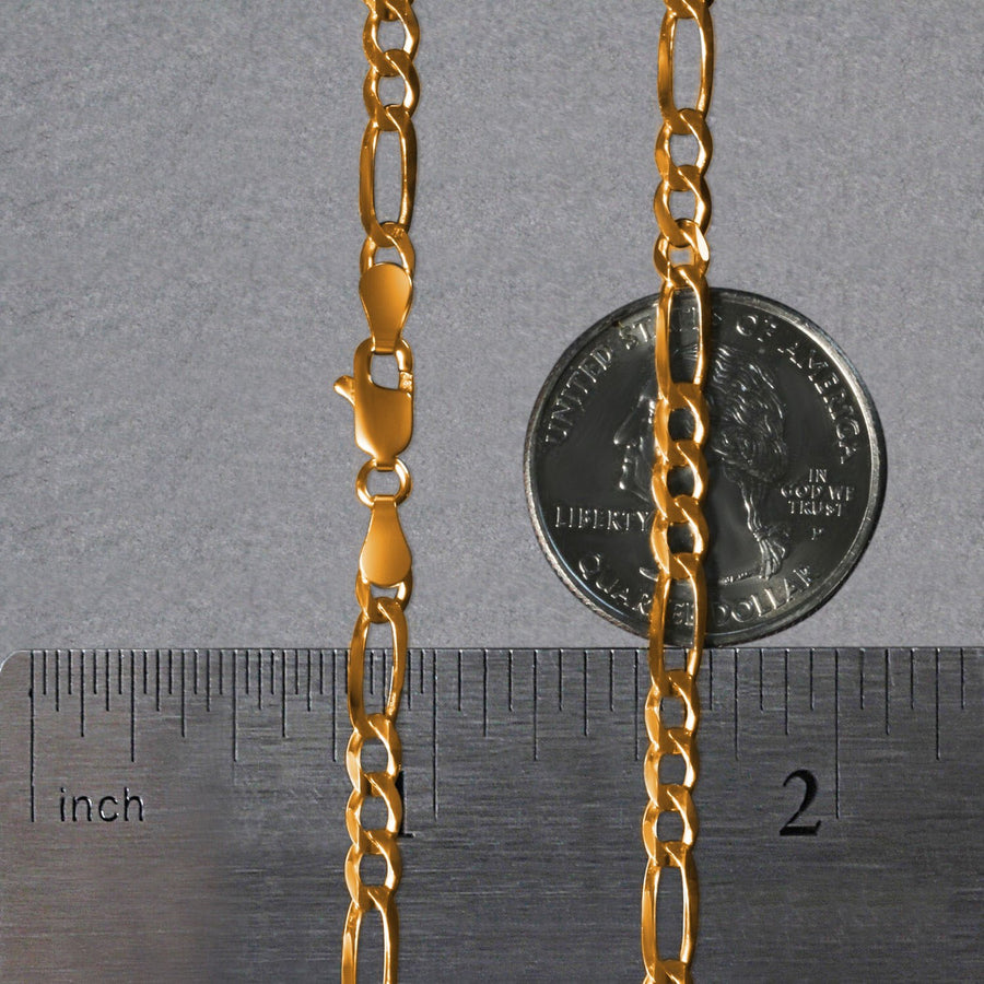 14k Yellow Gold Solid Figaro Chain (3.80 mm)