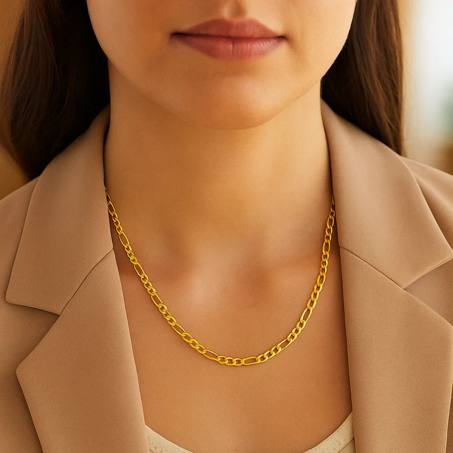 14k Yellow Gold Solid Figaro Chain (3.80 mm)
