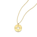 14K yellow gold compass pendant necklace with detailed dial face
