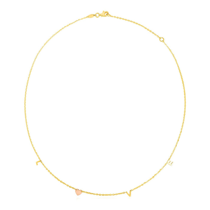 14k Two Tone Gold Love Necklace