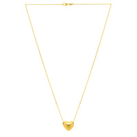 Small Puffed Heart Necklace in 14K Yellow Gold