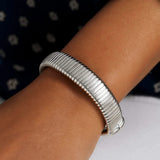 Sterling Silver Rhodium Plated Thick Tubogas Bracelet (16.00 mm) thumbnail 6