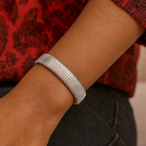 Sterling Silver Rhodium Plated Thick Tubogas Bracelet (16.00 mm) thumbnail 7