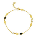 14K yellow gold links bracelet with black onyx and mother-of-pearl inlay