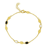 14K Yellow Gold Onyx And MOP Inlay Links Bracelet thumbnail 1