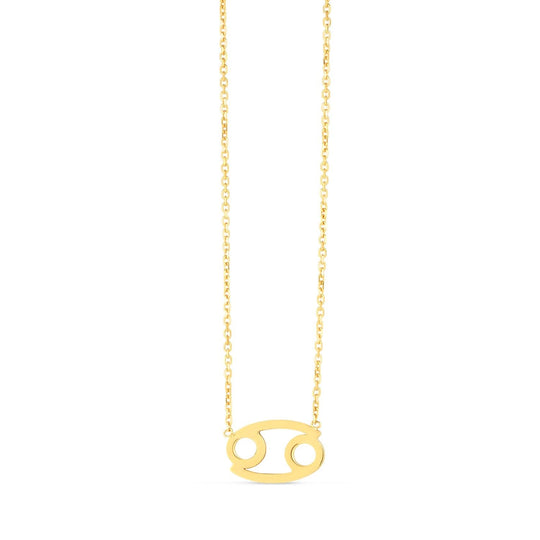14K yellow gold Cancer zodiac pendant necklace
