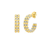 Gold Hoop Earrings with Pallina Beads in 14K Two Tone Gold (5.6x20mm) thumbnail 1