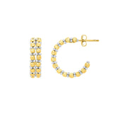 Gold Hoop Earrings with Pallina Beads in 14K Two Tone Gold (5.6x20mm) thumbnail 2