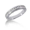 14K white gold ring with channel-set round diamond stones
