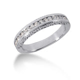 14K white gold ring with channel-set round diamond stones thumbnail 1