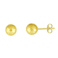 14K yellow gold ball earrings with faceted textured surface