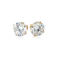 14k Yellow Gold 8.0mm Round CZ Stud Earrings
