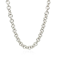 Sterling Silver Rhodium Plated Rolo Chain Necklace with a Heart Toggle Charm