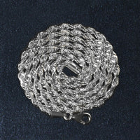 14k White Gold Solid Diamond Cut Rope Chain (3.00 mm)