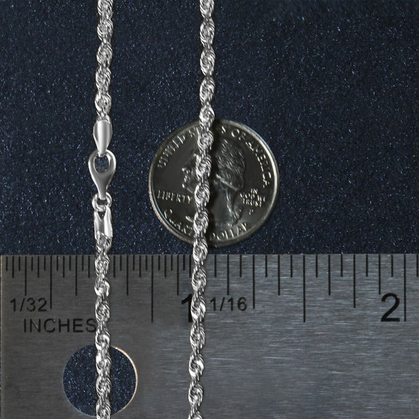 14k White Gold Solid Diamond Cut Rope Chain (3.00 mm)