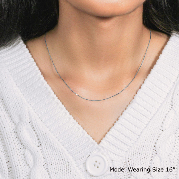 14k White Gold Classic Box Chain (0.60 mm)