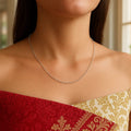 14K white gold bead chain with diamond-cut faceted round links