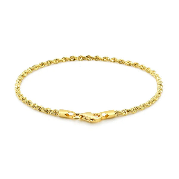 14k Yellow Gold Solid Diamond Cut Rope Bracelet (2.50 mm)