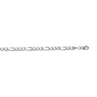 14k White Gold Solid Figaro Bracelet (3.80 mm)