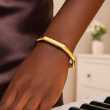 14k Yellow Gold High Polish Geometric Bangle (6.10 mm) thumbnail 4