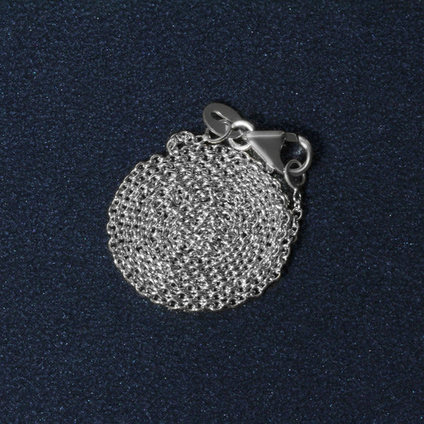 14k White Gold Oval Cable Link Chain (1.20 mm)
