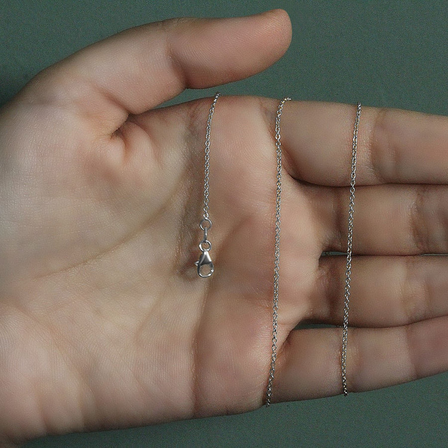 14k White Gold Round Cable Link Chain (1.20 mm)
