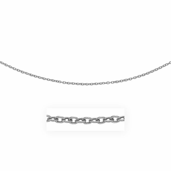 3.5mm 14k White Gold Pendant Chain with Textured Links