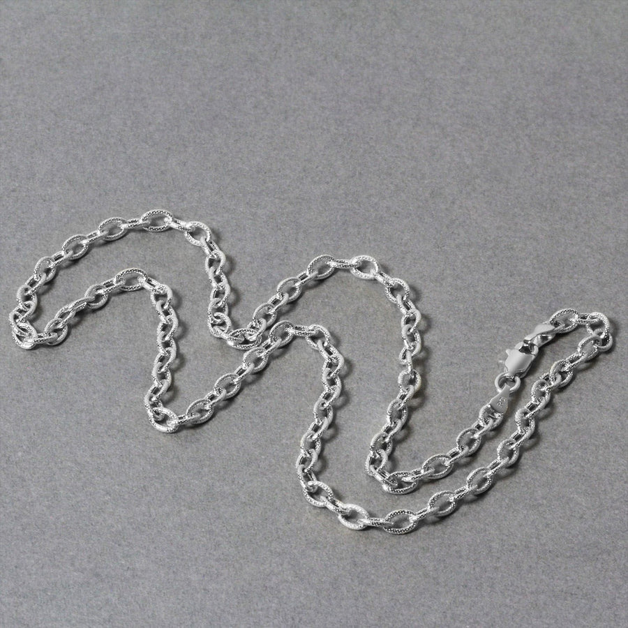 3.5mm 14k White Gold Pendant Chain with Textured Links