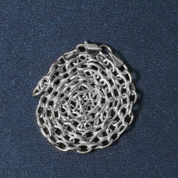 3.5mm 14k White Gold Pendant Chain with Textured Links
