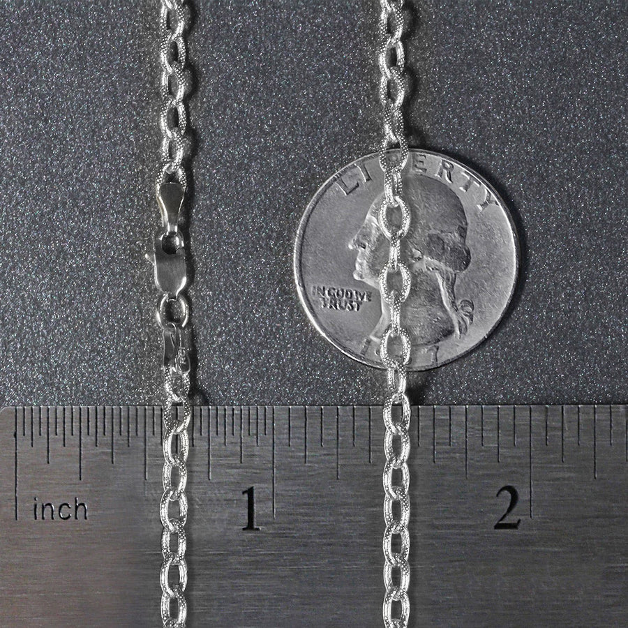 3.5mm 14k White Gold Pendant Chain with Textured Links
