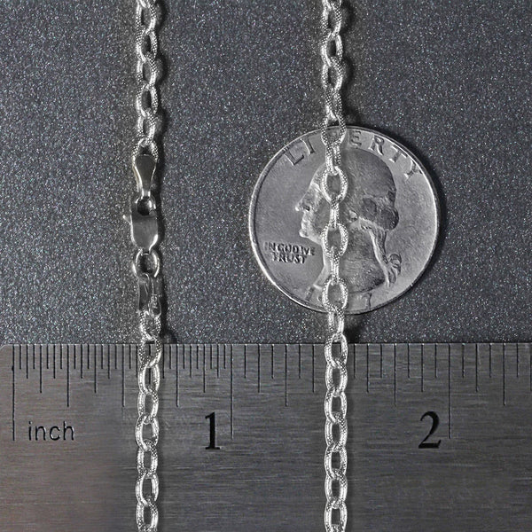 3.5mm 14k White Gold Pendant Chain with Textured Links