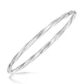 Sterling silver rhodium plated twist motif slip-on bangle bracelet