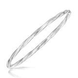 Sterling Silver Rhodium Plated Twist Motif  Bangle thumbnail 1