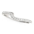 14K white gold ring with round diamond stones in a curved row