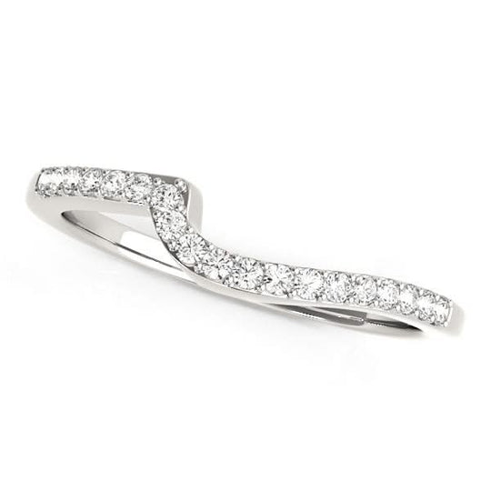 14K white gold ring with round diamond stones in a curved row