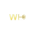 14K yellow gold initial W stud earrings with polished raised letter face