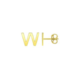 14K Yellow Gold Yours Truly Initial W Stud Earrings thumbnail 1