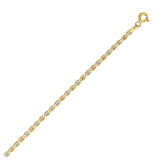 14K tri-color gold Valentino chain with 2.00 mm flat pave link pattern thumbnail 1