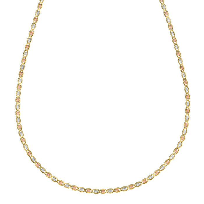 14K Tri Color Gold Pave Valentino Chain (2.00 mm)