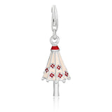 Sterling silver umbrella charm with multi-tone enamel canopy panels thumbnail 1