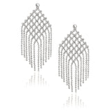 14K White Gold Beaded Chain Mesh Earrings thumbnail 1