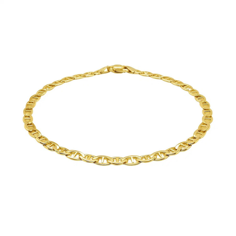 3.2mm 14k Yellow Gold Mariner Link Anklet